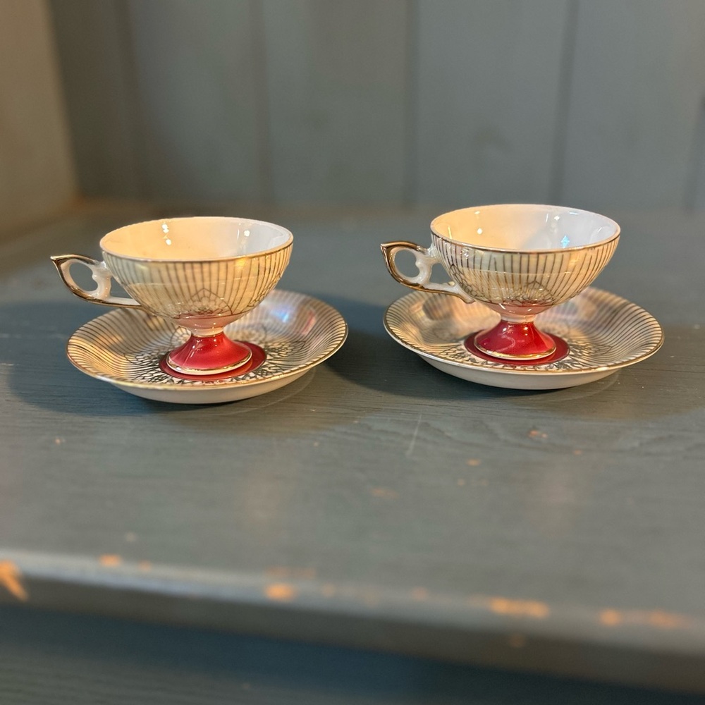 Lipper & Mann Porcelain Tea Cup & Saucer Vintage Iredescnet Royal Malsey JAPAN